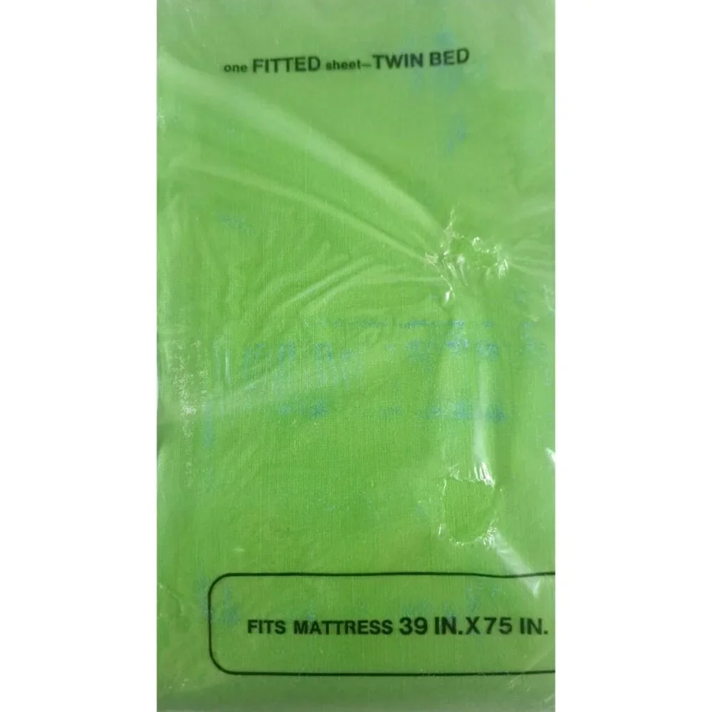 Vintage NEW Fashion Manor Twin Fitted Sheet Muslin Green JC Penney 70s Retro